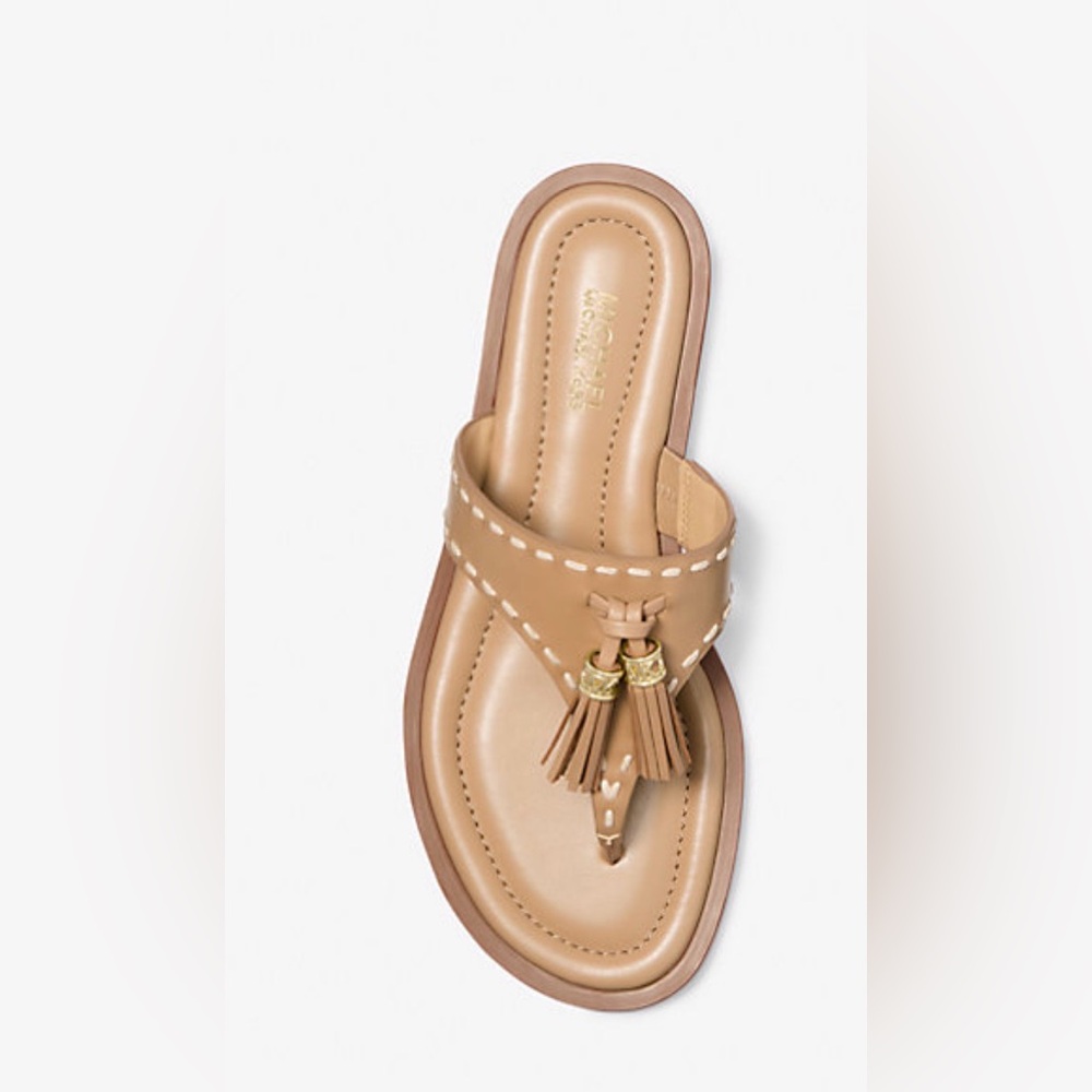 Michael Kors Tan Leather Sandals with Tassel Detail - Picture 3 of 3